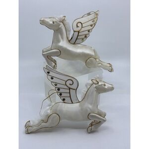 Vtg Pegasus Or Unicorn White Christmas Ornaments - A Pair